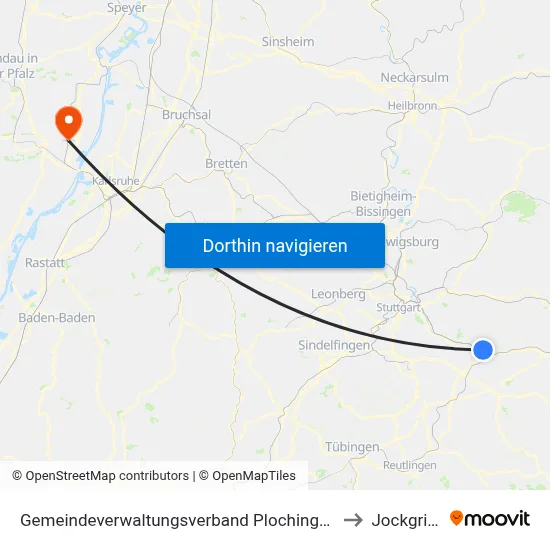 Gemeindeverwaltungsverband Plochingen to Jockgrim map