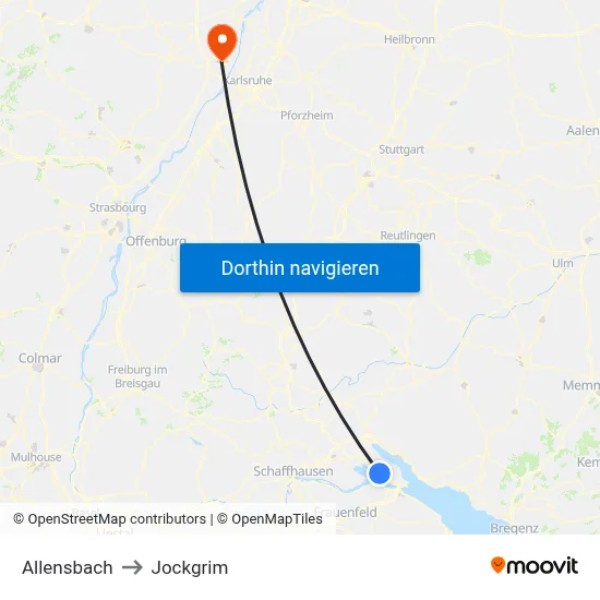 Allensbach to Jockgrim map