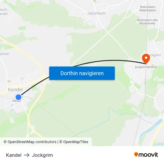 Kandel to Jockgrim map