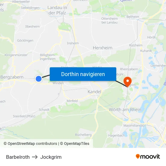 Barbelroth to Jockgrim map