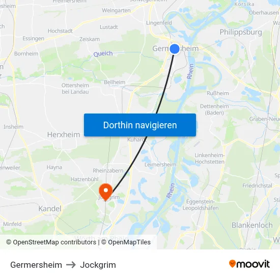 Germersheim to Jockgrim map
