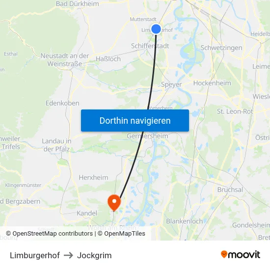 Limburgerhof to Jockgrim map