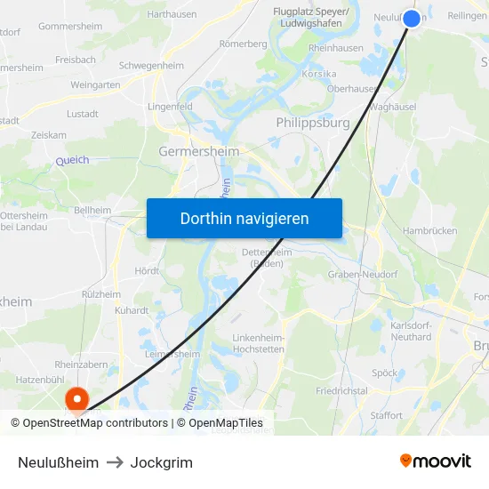 Neulußheim to Jockgrim map