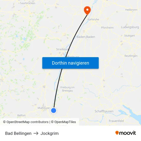 Bad Bellingen to Jockgrim map