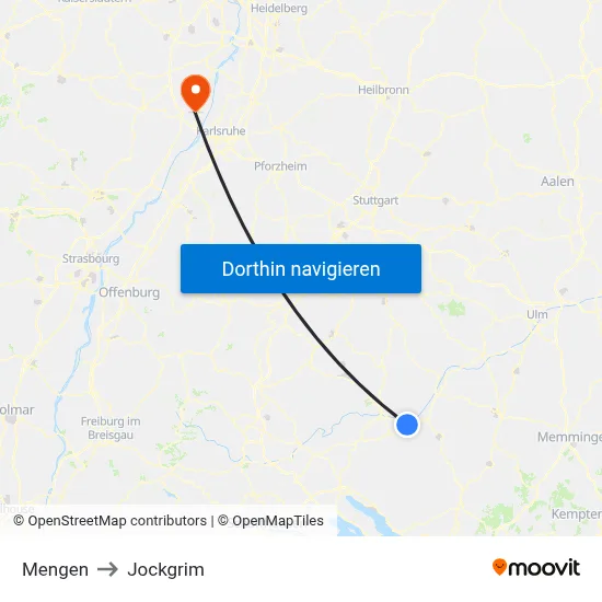 Mengen to Jockgrim map