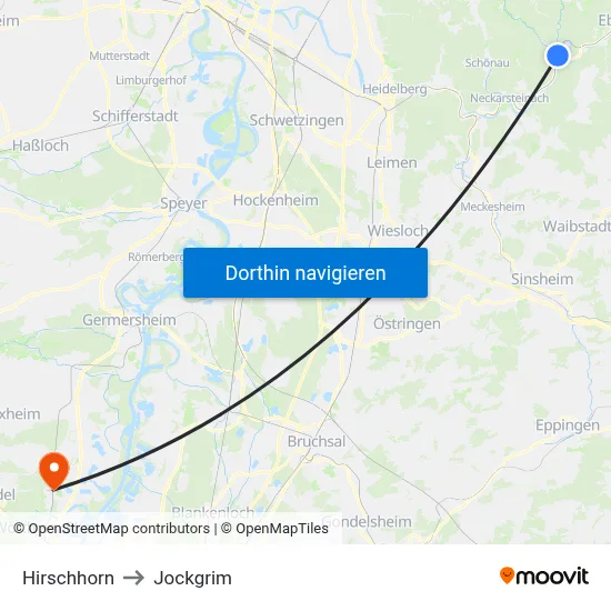 Hirschhorn to Jockgrim map
