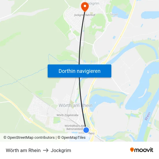 Wörth am Rhein to Jockgrim map