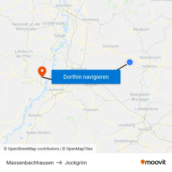Massenbachhausen to Jockgrim map