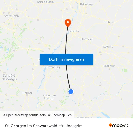 St. Georgen Im Schwarzwald to Jockgrim map
