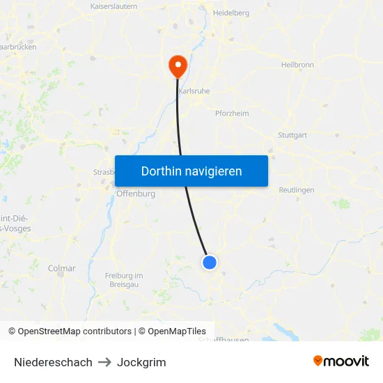Niedereschach to Jockgrim map