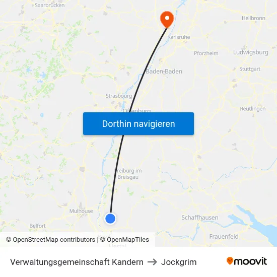 Verwaltungsgemeinschaft Kandern to Jockgrim map