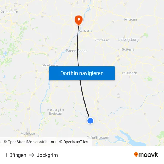Hüfingen to Jockgrim map