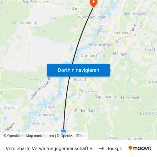 Vereinbarte Verwaltungsgemeinschaft Bühl to Jockgrim map