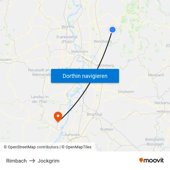 Rimbach to Jockgrim map