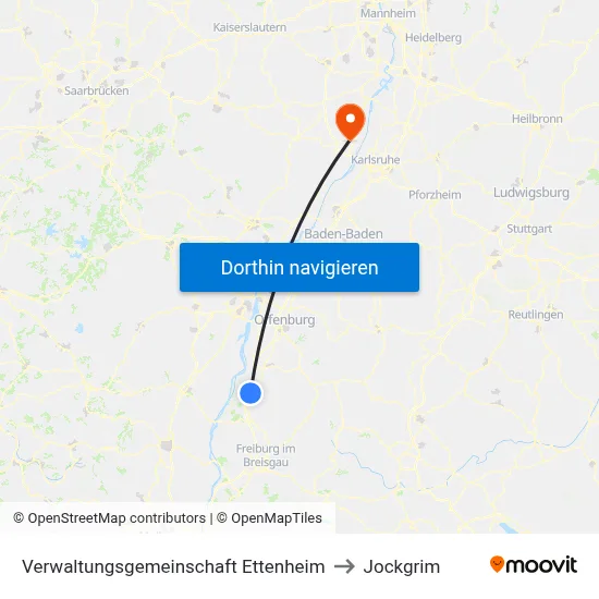 Verwaltungsgemeinschaft Ettenheim to Jockgrim map