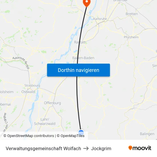 Verwaltungsgemeinschaft Wolfach to Jockgrim map