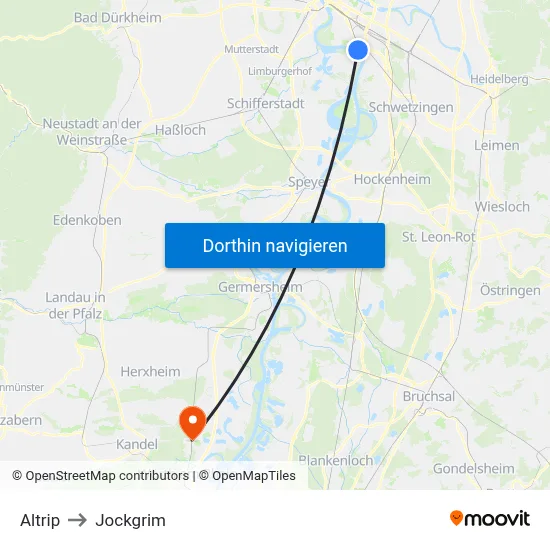 Altrip to Jockgrim map