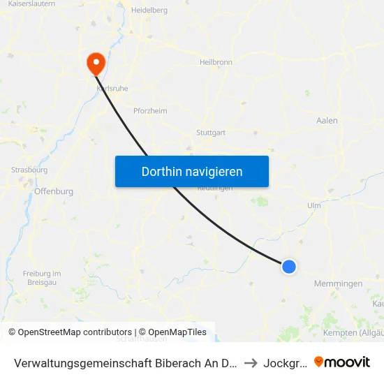 Verwaltungsgemeinschaft Biberach An Der Riß to Jockgrim map