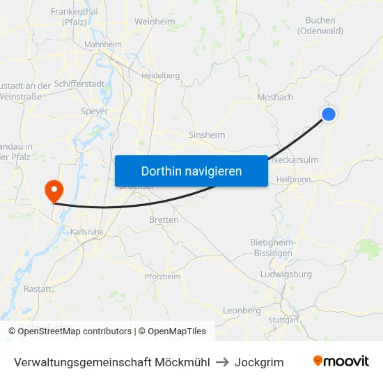 Verwaltungsgemeinschaft Möckmühl to Jockgrim map