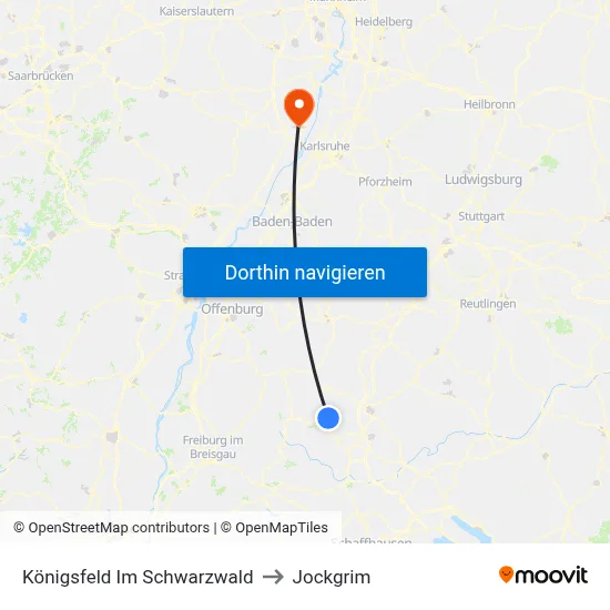 Königsfeld Im Schwarzwald to Jockgrim map