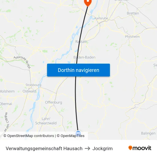 Verwaltungsgemeinschaft Hausach to Jockgrim map