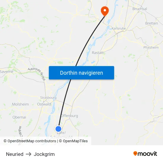 Neuried to Jockgrim map