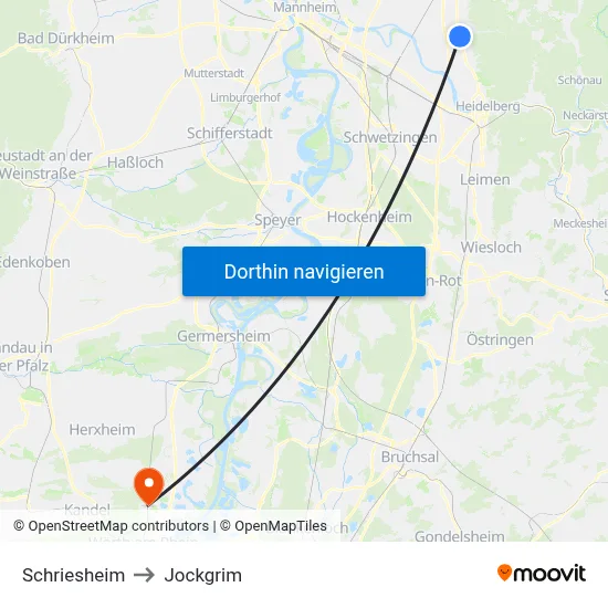 Schriesheim to Jockgrim map
