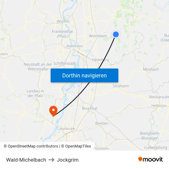 Wald-Michelbach to Jockgrim map