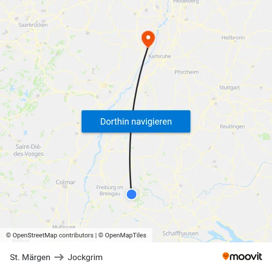 St. Märgen to Jockgrim map