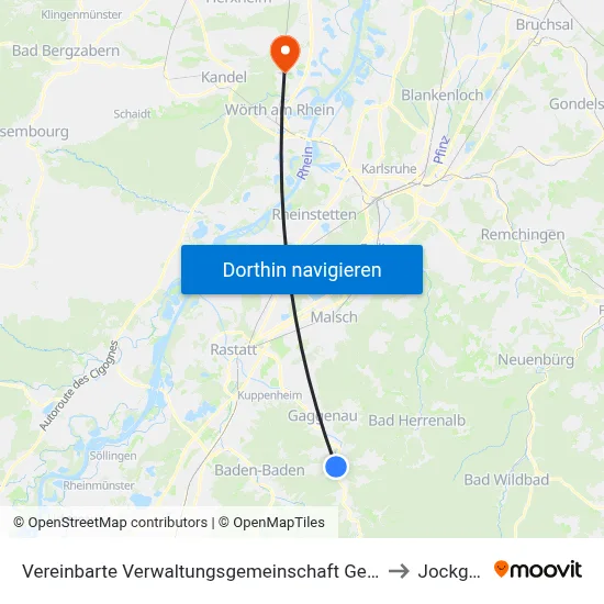 Vereinbarte Verwaltungsgemeinschaft Gernsbach to Jockgrim map