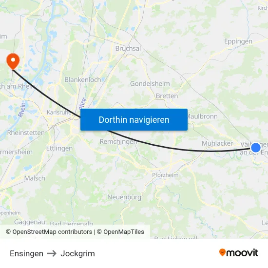 Ensingen to Jockgrim map
