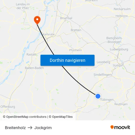 Breitenholz to Jockgrim map