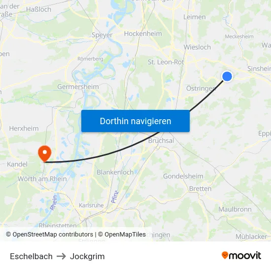 Eschelbach to Jockgrim map