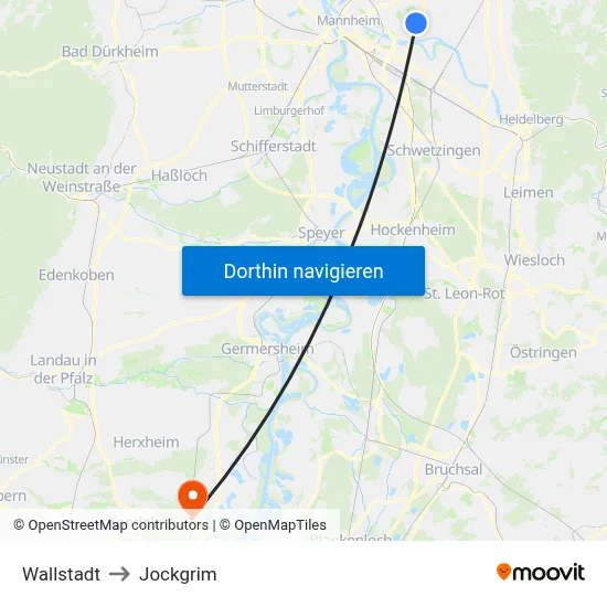 Wallstadt to Jockgrim map