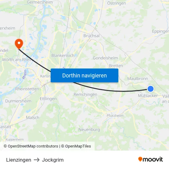Lienzingen to Jockgrim map