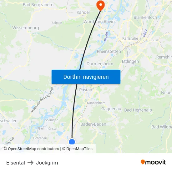 Eisental to Jockgrim map