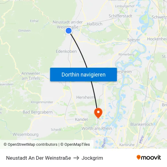 Neustadt An Der Weinstraße to Jockgrim map