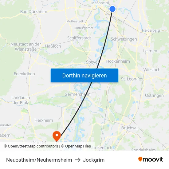 Neuostheim/Neuhermsheim to Jockgrim map
