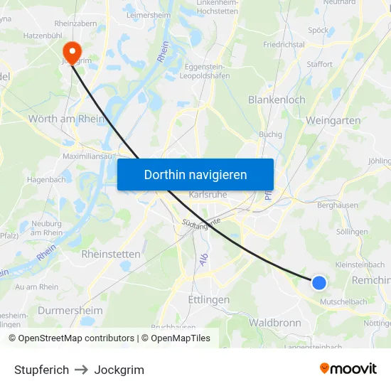 Stupferich to Jockgrim map