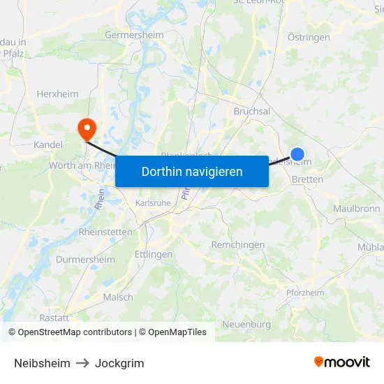 Neibsheim to Jockgrim map
