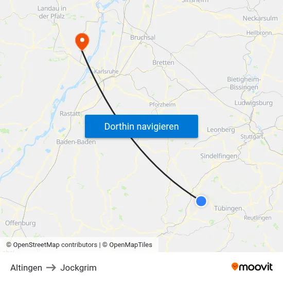 Altingen to Jockgrim map