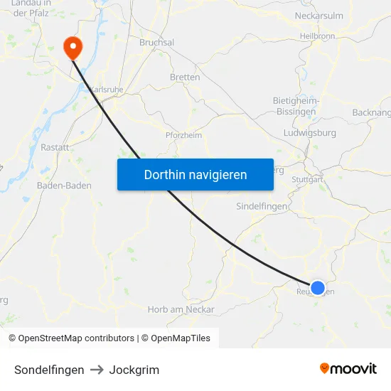 Sondelfingen to Jockgrim map