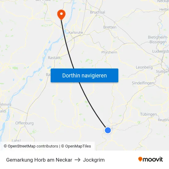 Gemarkung Horb am Neckar to Jockgrim map