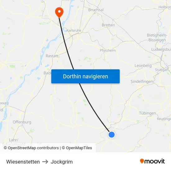 Wiesenstetten to Jockgrim map