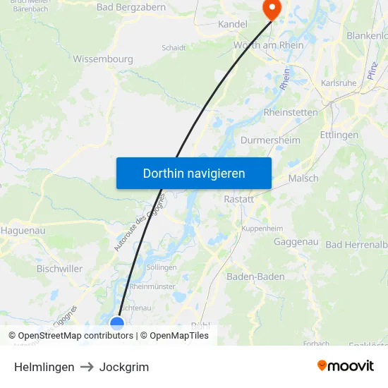 Helmlingen to Jockgrim map