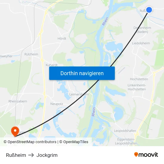 Rußheim to Jockgrim map