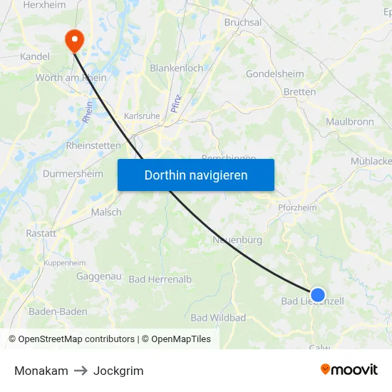 Monakam to Jockgrim map