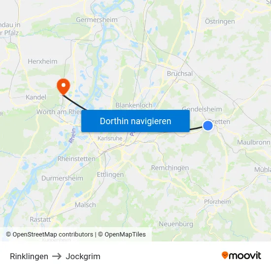Rinklingen to Jockgrim map