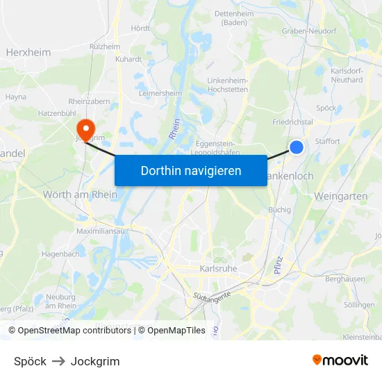 Spöck to Jockgrim map