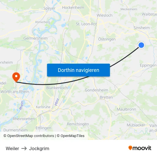 Weiler to Jockgrim map